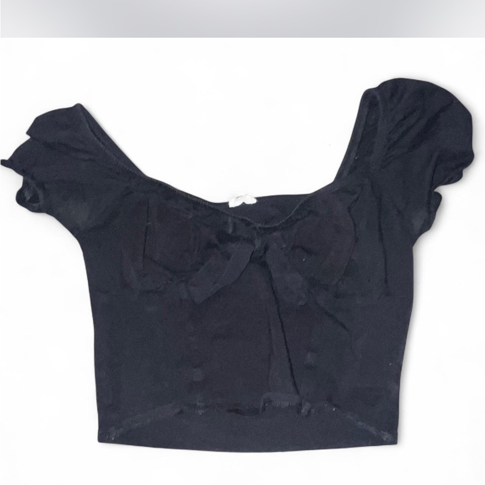 Garage Black Puff Sleeve Crop Top